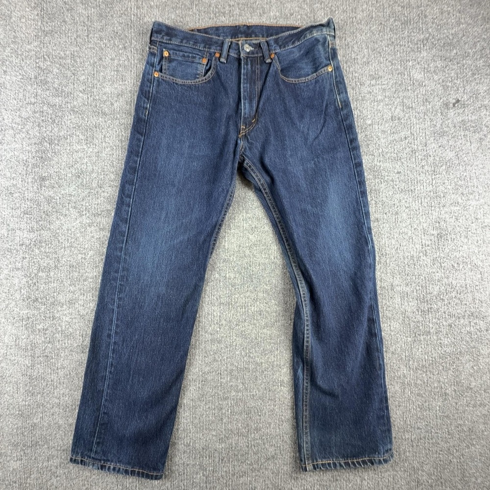 Levis 505 Jeans Mens 34x30 Medium Wash Blue Regular Fit Straight Leg Denim